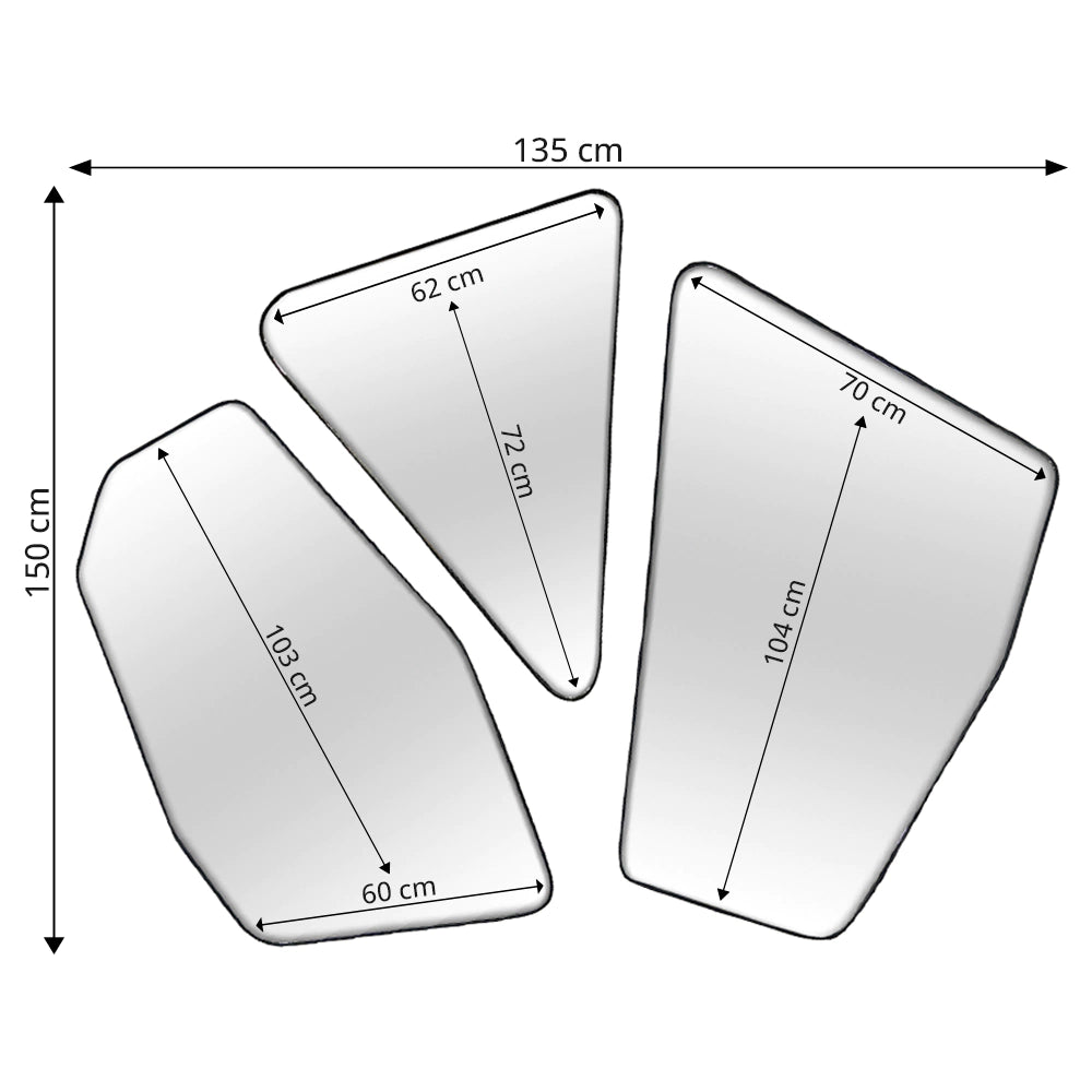 Spiegel Trio-Komposition Set 150x135cm