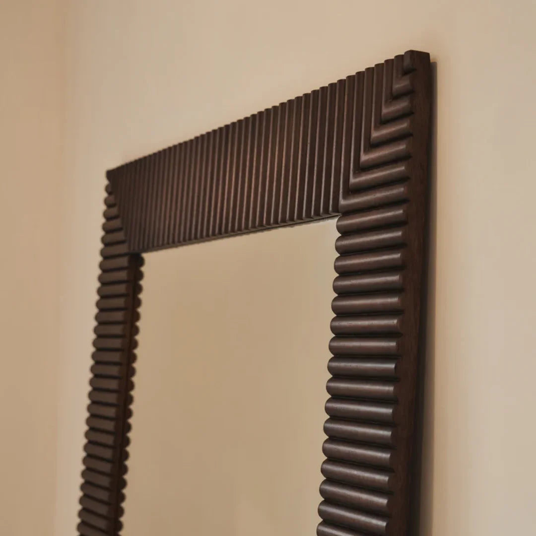 Sloane Rechteckiger Wandspiegel aus dunklem Mangoholz, 190 cm