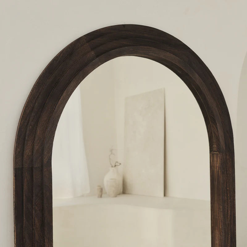 Spiegel Arche Luciana aus verbranntem Holz 180 x 110 cm