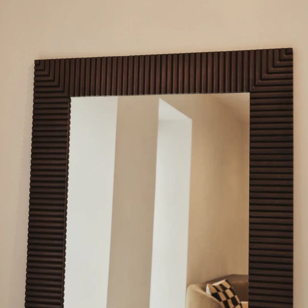 Sloane Rechteckiger Wandspiegel aus dunklem Mangoholz, 190 cm