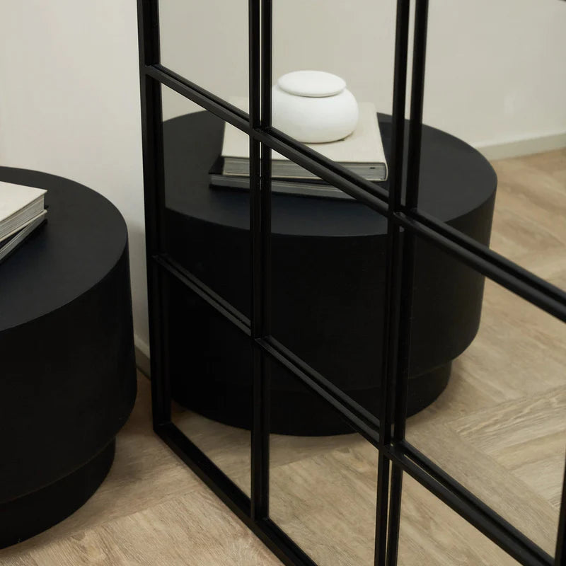 Bogenförmiger Spiegel Brooklyn aus schwarzem Metall 200 cm x 120 cm